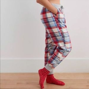 Aerie Red and Blue Plaid Pajama Pants